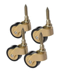 Solid Build Heavy Duty Brass Caster Wheels With Seamless 360 Swivel Ball Bearing Vintage Industrial Stem Pedestal Base Four Pack shown from above.
