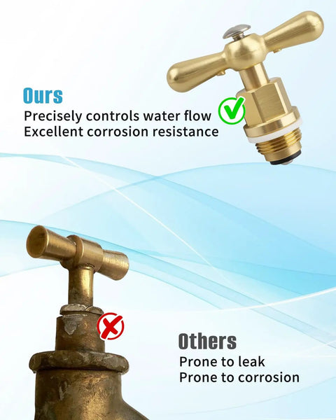 Comparison of Brass Globe Valve Stem with another, highlighting precise flow control and corrosion resistance for Arrowhead hose bibs.