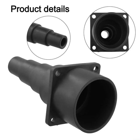 Dust Collection Tool Adapter For Shop Vac And Wet Dry Vacuum Cleaner showing black soft plastic stepped design with flanged base.