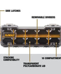 Image of 10 Compartment Pro Organizer With Removable Dividers, Durable Polycarbonate Lid, Side Latches For Stackable Storage.