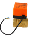 Heavy Duty Motorized Ball Valve DN40 One To Two Inch Solid Brass Housing with orange 12V motor for plumbing.