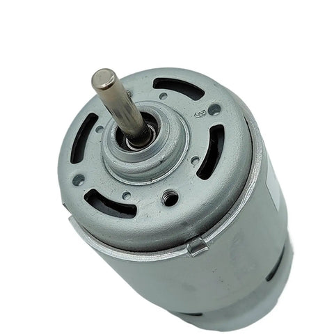 Straight Up Heavy Duty 42Mm Dc Motor Featuring Twin Ball Bearings For Blazing High Speed Performance showing top view of the metal housing.