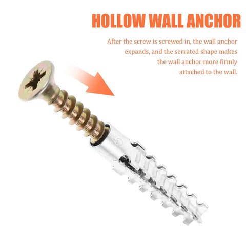 Close-up of hollow wall anchor from 40 Pack Drywall Anchor Screw Kit for hollow and wood walls, showing expansion mechanism.