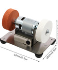 Badass 96W Mini Belt Sander And Bench Grinder With Variable Speed Control For Metal Work And Knife Sharpening Compact Desktop Tool For Hobbyists And Weekend Warriors, showing dual abrasive wheels and stainless steel base.