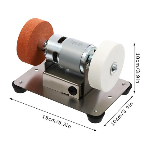 Badass 96W Mini Belt Sander And Bench Grinder With Variable Speed Control For Metal Work And Knife Sharpening Compact Desktop Tool For Hobbyists And Weekend Warriors, showing dual abrasive wheels and stainless steel base.