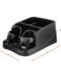 Car Console Organizer With Two Adjustable Cup Holders And Three Large Storage Compartments, Middle Seat Organizer With Seat Belt for Secure Hold, Keeps Your Ride Tidy, Phones, Wallets, And Snacks Within Reach In Cars, Trucks, And Minivans, Dimensions 10x14 inches, Height 6.375 inches