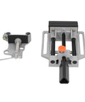 Beefy Clamp Press Vise For Drill Bench With Flat Push Clamping Stainless Steel 100mm Jaw Hand Operated Holding Tool For Precise Drilling Workbench Repair And Parts Securing, front view