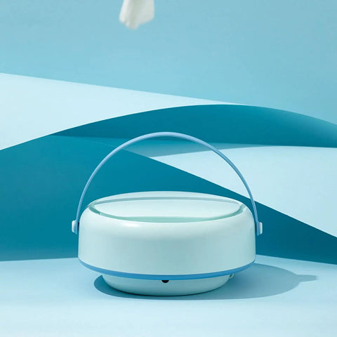 Foldable Mini Washing Machine 4.8 Liter Portable Compact Laundry Soaker For Underwear Baby Clothes And Towels in blue on a solid background.
