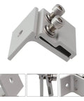 Heavy Duty Aluminum Standing Seam Clamp Pack of 4 Rock Solid Mounting Brackets for Solar PV Systems and Sheet Metal Roofs 45X52mm Silver showing detailed screw fittings.