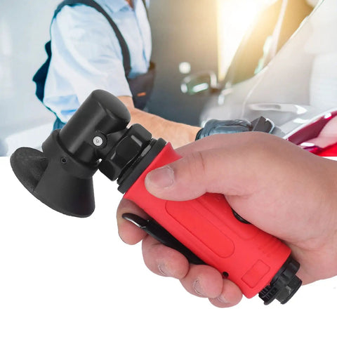 Heavy Duty Two Inch Pneumatic Angle Grinder Built Like A Tank With Durable Zinc Alloy Frame And Smooth Grip Design For Zero Hassle Rust Removal And Quick Metal Cutting Jobs held in hand.