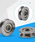 Rock Solid V Groove Ball Bearings With Slick Steel Pulley Wheels Heavy Duty Carbon Steel Guide Rail Rollers showing smooth gliding surface.