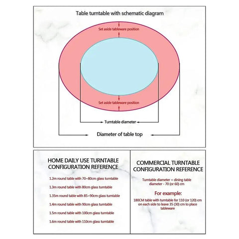 Schematic diagram of Top Shelf Black Tempered Glass Lazy Susan Turntable 90cm Round Rotating Dining Tray configuration.