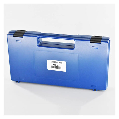 Hella Accurate Digital Force Gauge And Pull Push Dynamometer in a blue carry case with handle for easy transport.