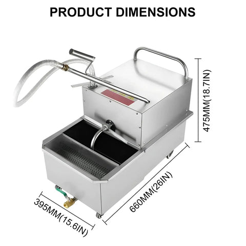 Heavy Duty Commercial Fryer Filter Machine Stainless Steel Mobile Oil Filtration Cart dimensions 395MM x 660MM x 475MM