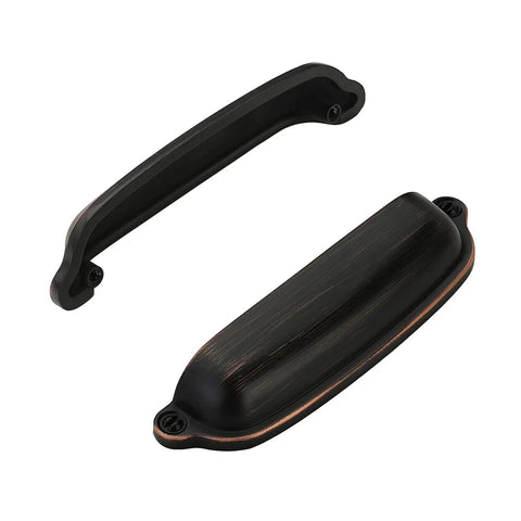 10 Pack 3 3 4 Inch Cup Pulls Oil Rubbed Bronze Cabinet Handles Zinc Alloy Heavy Duty Kitchen Island Drawer Hardware close-up