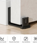 Sliding Barn Door Floor Guide Set With Adjustable U Shape Flexible Flush Design Wall Mounted Black 2 Pack Easy Peasy Install For Smooth Glide Space Saving Hardware Dual Pulley Protection on floor