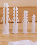 Heavy Duty White Plastic Expansion Tubes Smooth Install Drywall Anchors in various sizes for easy fixture installation.