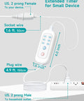 Dead Simple Plug And Play Timer With Extension Cord For Indoor Lights, 24 Hour Auto Cycle Featuring Six Smart Presets and Constant Power Mode showing plug connections and timer controls.