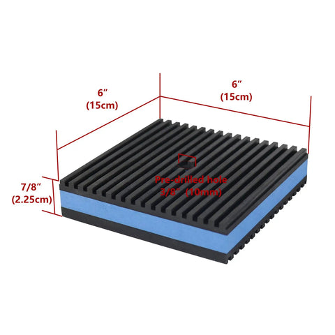 Kick Back The Shake With Killer Blue Eva Rubber Anti Vibration Pads Heavy Duty Shock Absorbing Isolation Mounts 6" x 6" x 7/8" size shown.