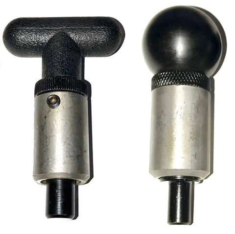 Heavy Duty Spring Loaded Pull Pin With 3/8 Inch Plunger To Get Your Shop Moving With Quick Change Weld On Steel Barrel Paintable Finish Includes Knurled Lock Nut With Set Screw And Sure Hand Phenolic Pull Knob Built Like A Tank.