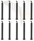 Rock Solid Matte Black Metal Stair Railing Post 35 Or 37 Inch Height shown in a set, featuring sleek design and durable material.