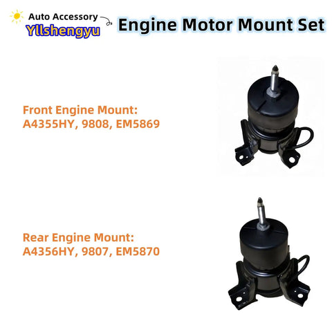 5 Piece Engine and Transmission Mount Kit to Nuke Vibrations and Silence the Rattle Cage for Nissan Altima and Maxima shows front and rear engine mounts.