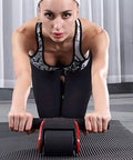 Shred Your Abs and Build a Solid Core with Premium Ab Roller Wheel plush knee pad in use for home workout.