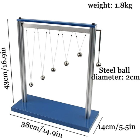 Pendulum Resonance Demonstrator for Forced Vibration and Resonance Experiments with ball type pendulums and five steel balls.
