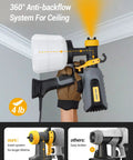 All Around Paint Sprayer For Home Interior And Exterior With 1400ml Tank, 550W, shown painting a ceiling corner