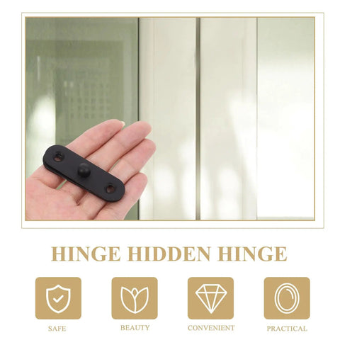 Hand holding Hidden Stainless Steel Door Hinges Black Concealed Design Heavy Duty Pivoting Hardware