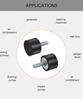 Heavy Duty M8 Rubber Mounts Four Pack Male Thread Vibration Damped Shock Absorbers for various applications like generators.