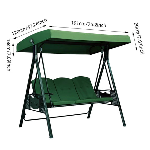 Canopy Replacement Cover For Outdoor Swing With Waterproof UV Resistant Polyester, Weatherproof 75 By 47 Inch Fit For 2 3 Seater Patio Backyard Garden Porch Furniture, Dark Green