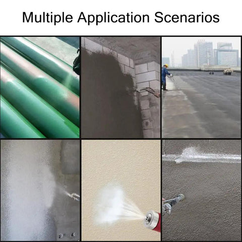 Multiple application scenarios demonstrating Heavy Duty Aluminum Air Hopper Spray Gun With Quick Swap Nozzles For Slick Drywall Coatings And Super Easy Pro Grade Wall Painting Jobs In A Solid Yellow Build With 3L Reservoir.