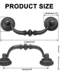 Product size details of Straight Up Vintage Black Bail Cabinet Pulls Super Durable Zinc Alloy Drawer Handles for Kitchen Cupboards.
