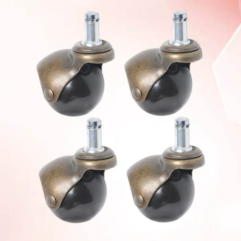 Top Shelf 4 Pack 2 Inch Antique Bronze Swivel Caster Wheels Slick Glide Furniture Rollerballs for easy rolling on furniture.