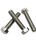 Top Shelf Grade Five Titanium Hex Bolts M8 X90mm Twenty Pack Heavy Duty Rust Resistant Fasteners shown in a group of three.