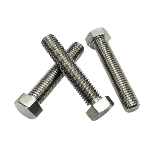 Top Shelf Grade Five Titanium Hex Bolts M8 X90mm Twenty Pack Heavy Duty Rust Resistant Fasteners shown in a group of three.