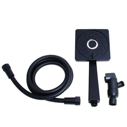 Kubos Exhilaration High Pressure Handheld Shower Head Matte Black Finish, 2 GPM, 4 Pattern Adjustable Showerhead, Modern Square Design