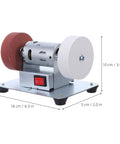 Compact Desktop Sanding And Polishing Machine With Easy As Pie Plug And Go Setup, stainless steel, multi-angle adjustments.