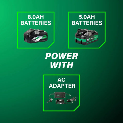 8.0Ah and 5.0Ah batteries with an AC adapter for the Badass Cordless Rebar Bender and Cutter Crushes Heavy Steel Tasks Fast Using One Brushless Motor and 36V Multivolt Battery Built for Builders Who Want Professional Grade Power Without the Hassle.