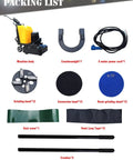 Packing list for Walk Behind Concrete Floor Grinder with components including grinding head, power cord, and water tank