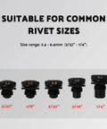 Top Shelf Rivet Gun Retention Nose Pieces 5 Pack With Dead On Sizing for various rivet sizes 2.4 to 6.4mm.