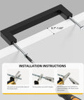 30 Pack Matte Black Cabinet Pulls 6-1/4 Inch Square Bar Stainless Steel Handles installation guide with measurement details
