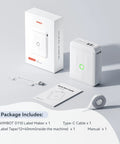 D110 Upgraded Mini Label Maker With Tape, Pocket Size Bluetooth Thermal Printer, packaging and contents view