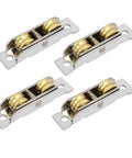 Heavy Duty Double Roller Sliding Window Pulley Wheels 304 Stainless Steel Glider Track Hardware 4 Pack with brass wheels