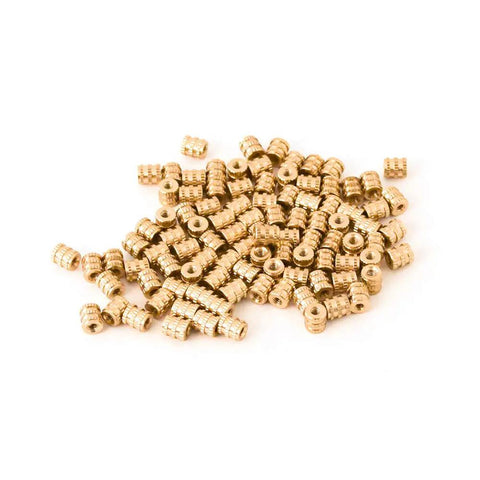 Top Shelf M2 Brass Threaded Inserts Bulk Pack 10000 Pieces 4.5mm Outer Diameter 5mm Long scattered design view.
