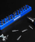 37 Hole 1 Quarter Inch Hex Bit Organizer And Drill Bit Holder With Magnetic Base For Screwdriver Bits on black surface