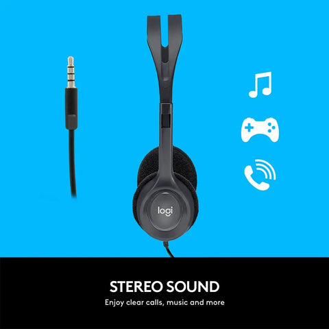 H111 Wired Headset With Noise Cancelling Microphone, Stereo Sound, And Three Point Five Millimeter Audio Jack For PC Mac Laptop Smartphone Tablet