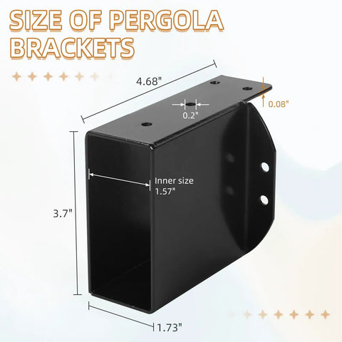 Heavy Duty Pergola Rafter Bracket Kit For 2x4 Beams, Wall Mount Post Top Brackets, DIY Connectors For Wood Posts, Deck Railing And Beam Support, 8 Pack, Weather Resistant Carbon Steel