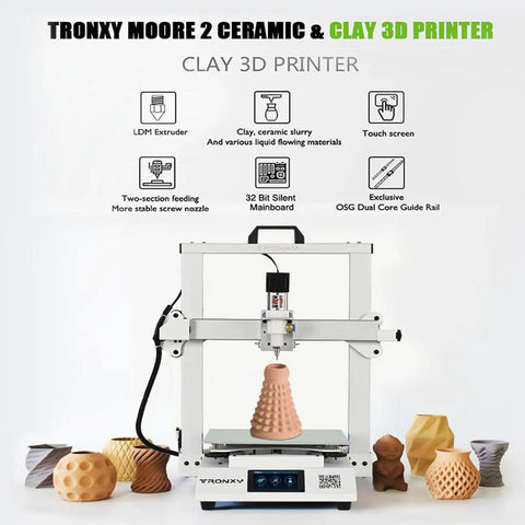 Hella Compact Foldable Ceramic 3D Printer For Clay And Liquid Deposition Molding 250Mm Build Area with clay vases.